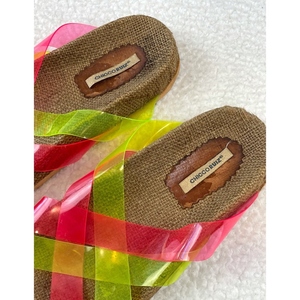 CHICCO RUIZ • Pink and Green Criss Cross Slip-On Sandals, 8.5 - Picture 15 of 16